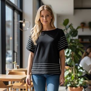 Maeve Navy Flutter Sleeve Tee
